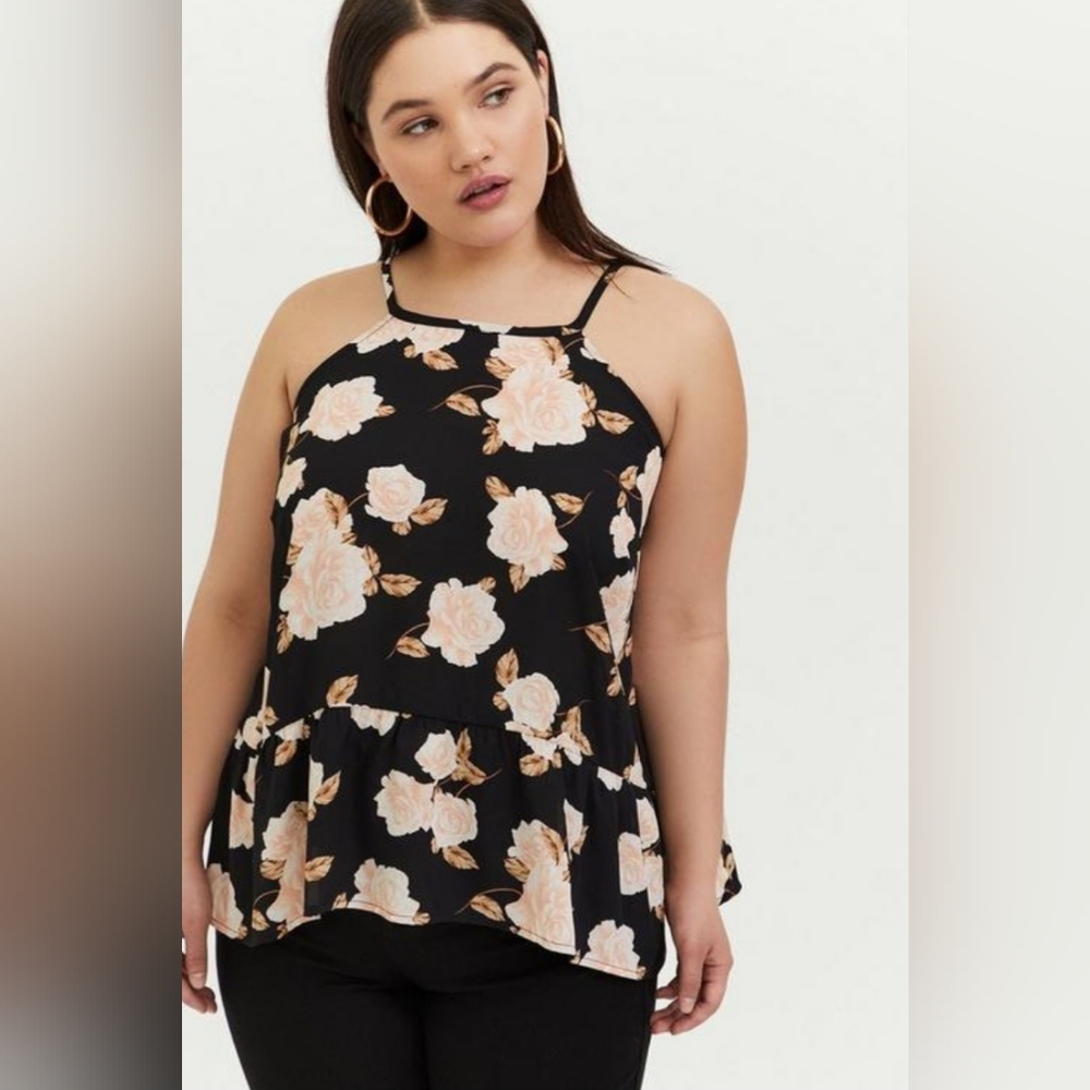 Torrid Pink Rose Cami Hi-low Flowy Floral Blouse NWT.